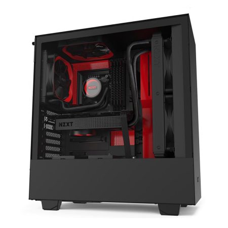 NZXT - H510 - Black/Red Steel Tempered Glass ATX Mid-Tower Computer Case