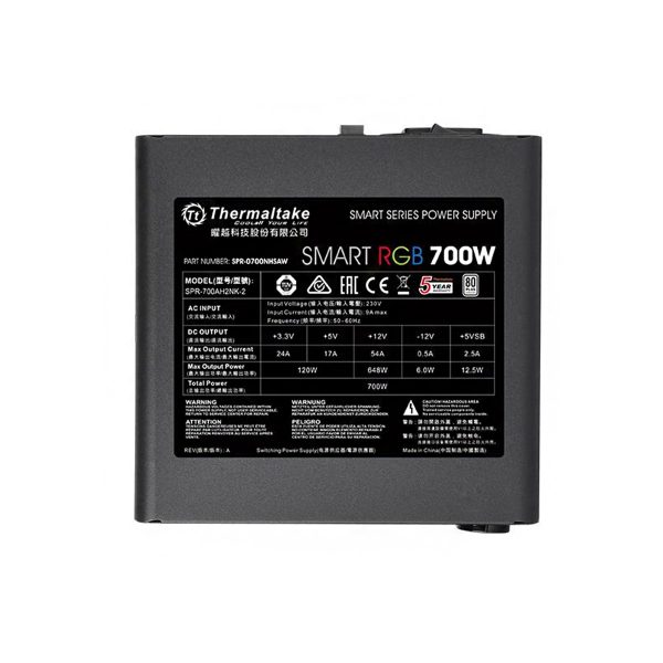 4 - Thermaltake Smart RGB 700W 80 Plus 230v Power Supply