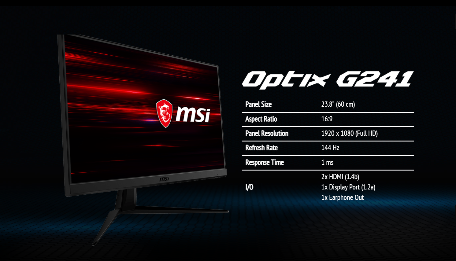 Information - 6 - MSI - Optix G241 - 23.8″ 144Hz IPS eSports Gaming Monitor