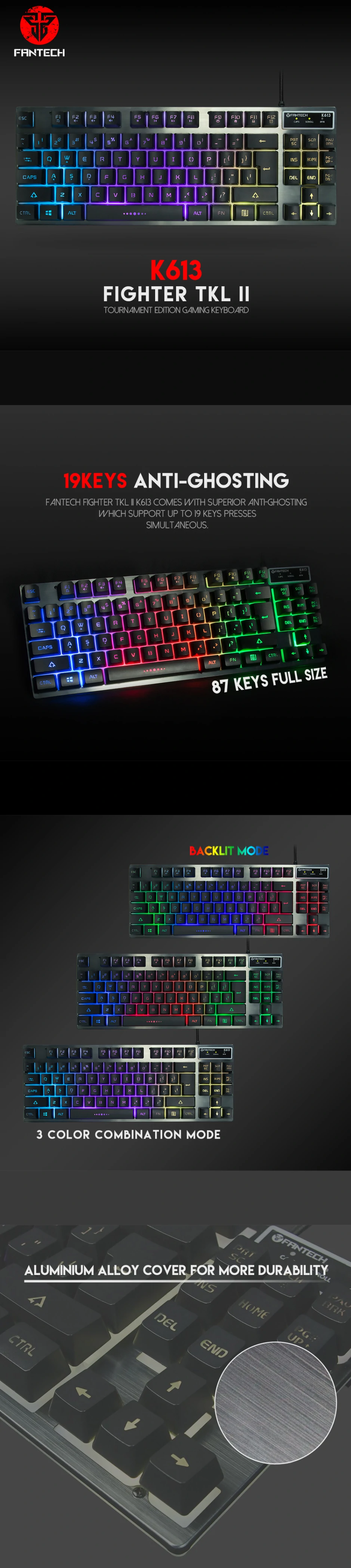 Overview - Fantech - FIGHTER TKL II K613X RGB Gaming Keyboard