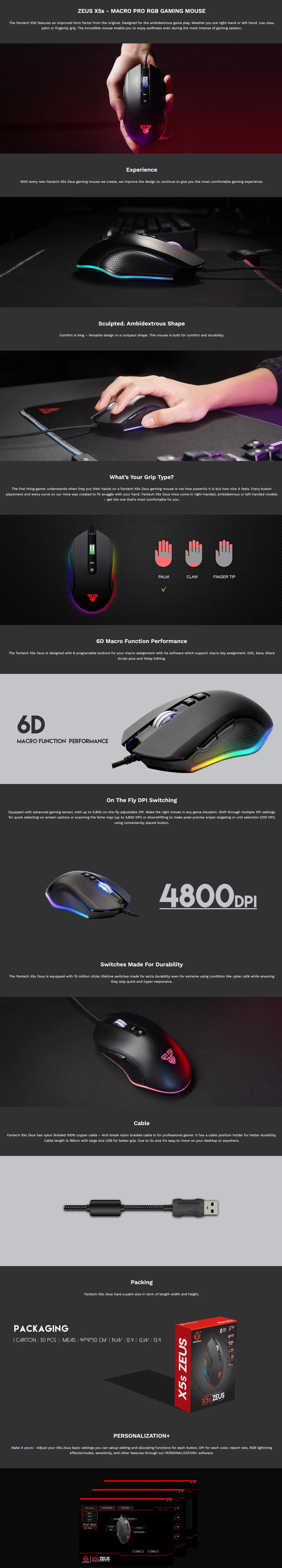 Overview - Fantech Zeus X5s Macro Programmable RGB Gaming Mouse