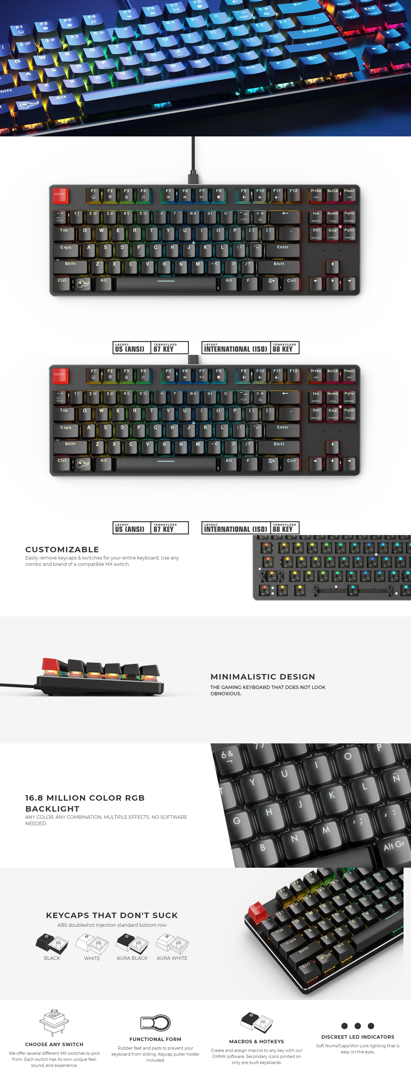 Overview - Glorious - GMMK - TENKEYLESS Modular Mechanical Gaming Keyboard - Black