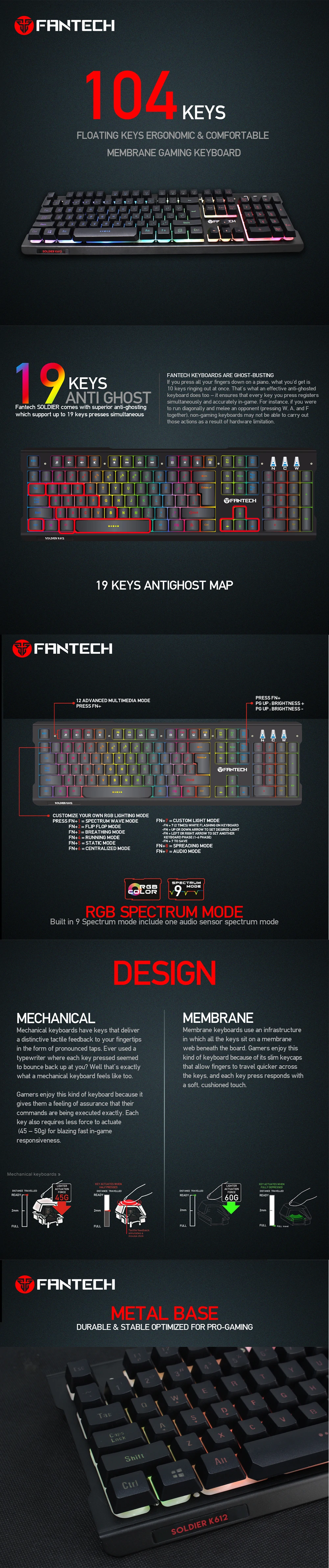 Specifications - Solider K612 - Metal Backlit Gaming Keyboard