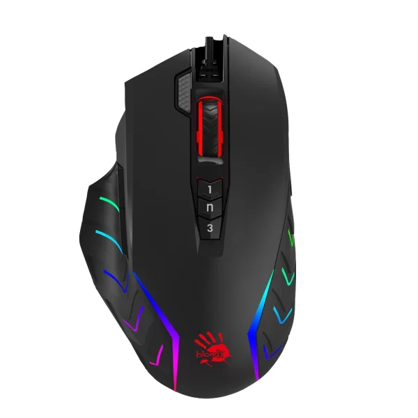 1 - Bloody - J95s 2-Fire RGB Animation Gaming Mouse - Black