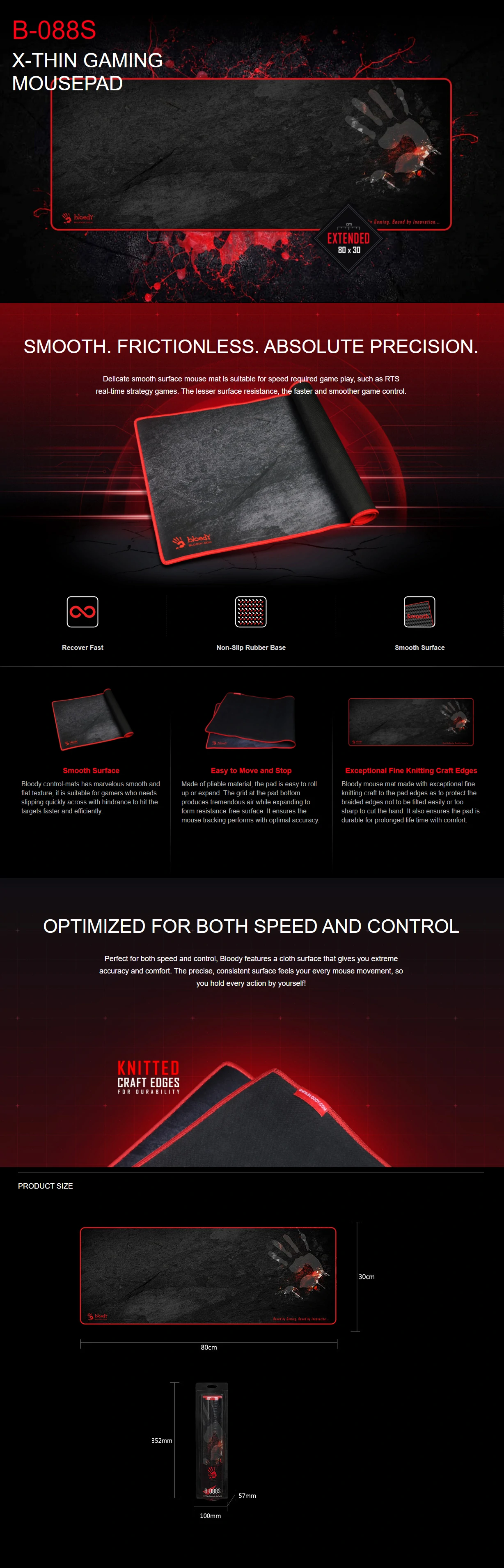Overview - Bloody - B-088S X-Thin Gaming Mousepad