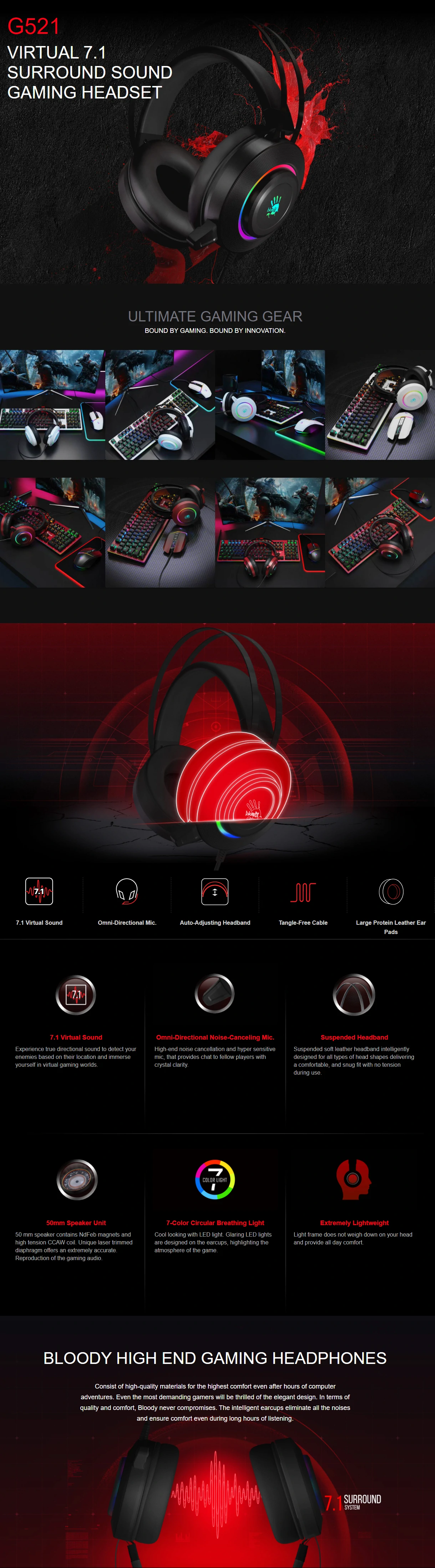 Overview - Bloody - G521 Virtual 7.1 Surround Sound Gaming Headset