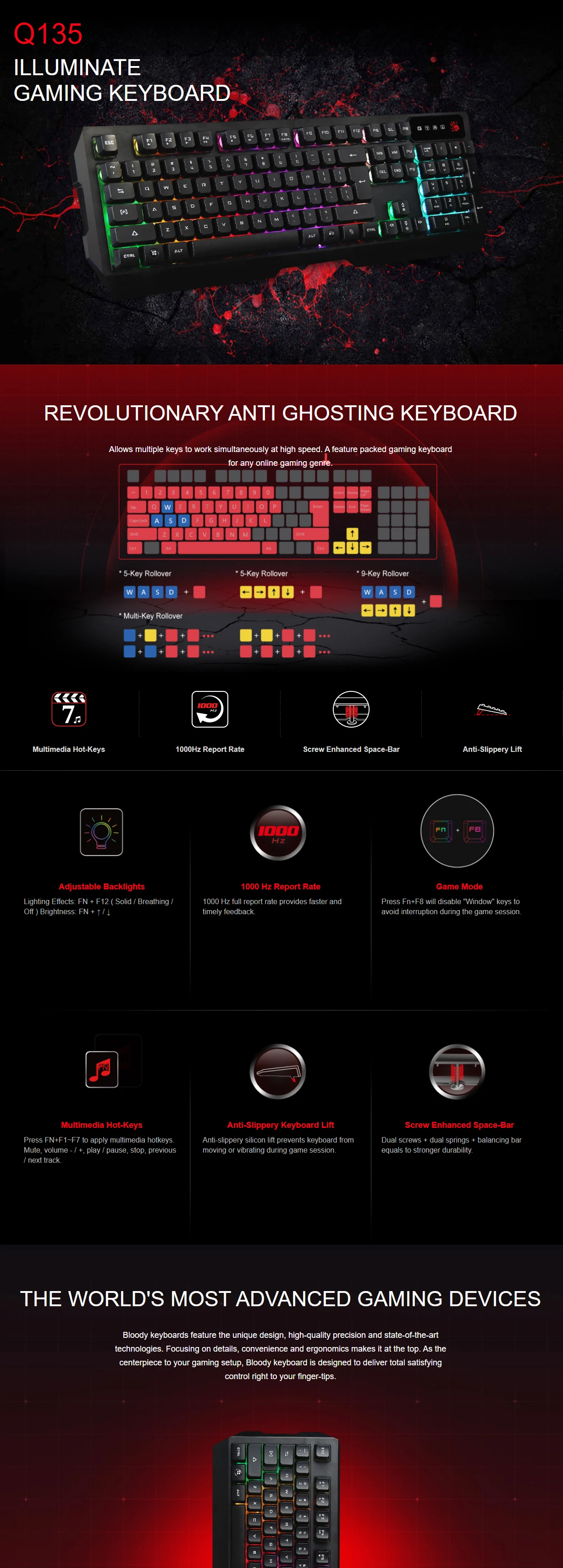 Overview - Bloody - Q135 Illuminate Gaming Keyboard
