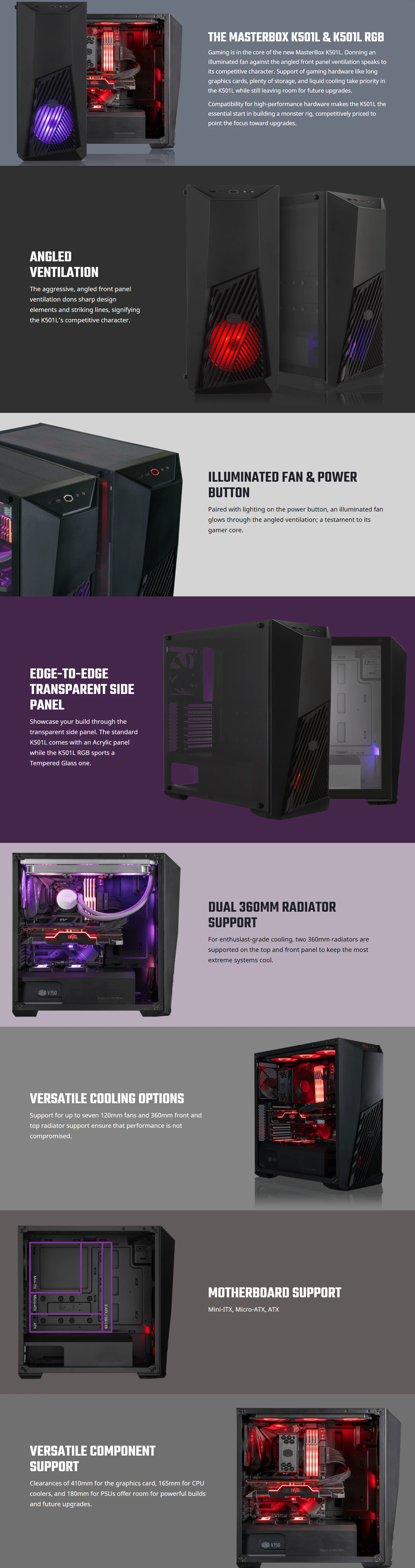 Overview - Cooler Master - MasterBox K501L - Red Mid-Tower Case