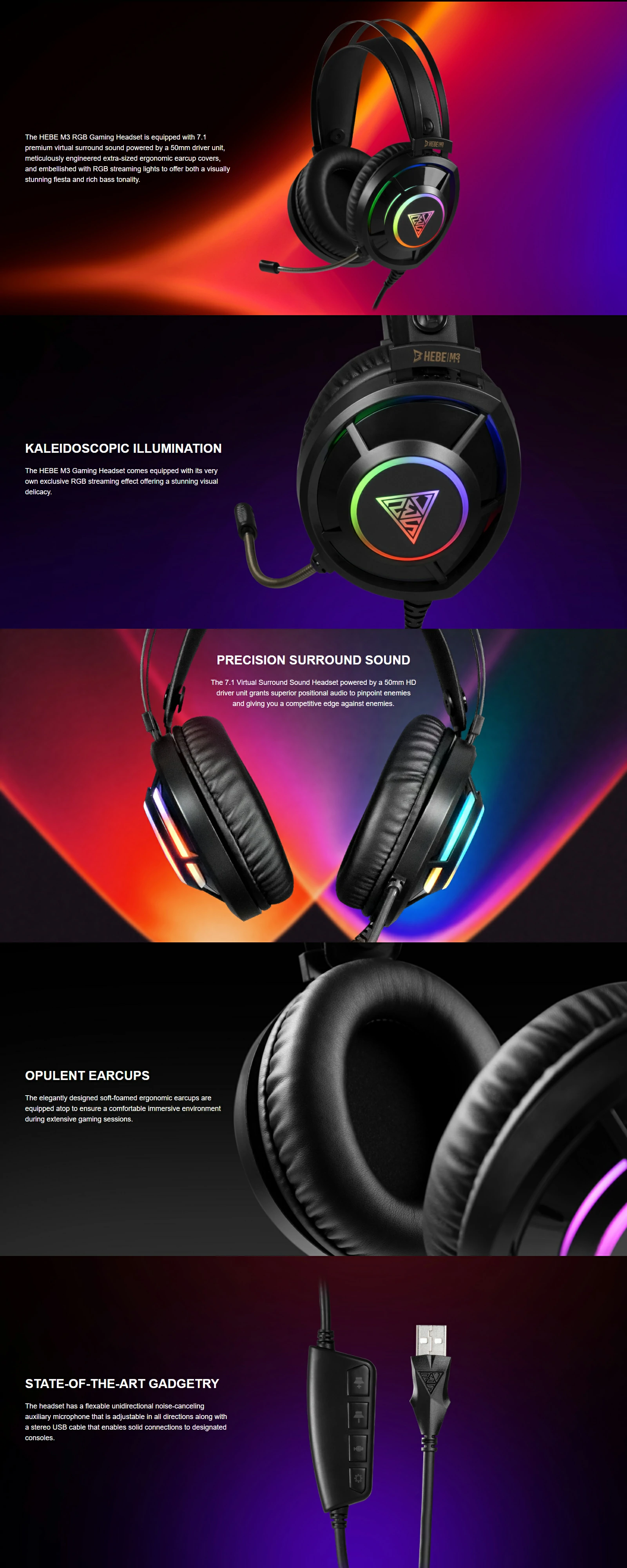 Overview - Gamdias - Hebe M3 RGB Surround Sound Gaming Headset