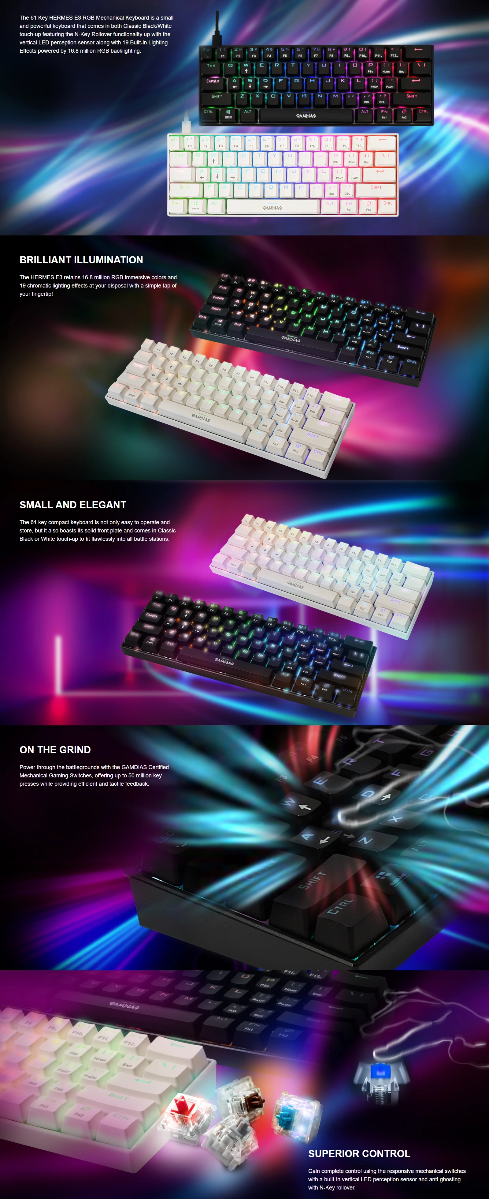 Overview - Gamdias - Hermes E3 White RGB Mechanical Gaming Keyboard