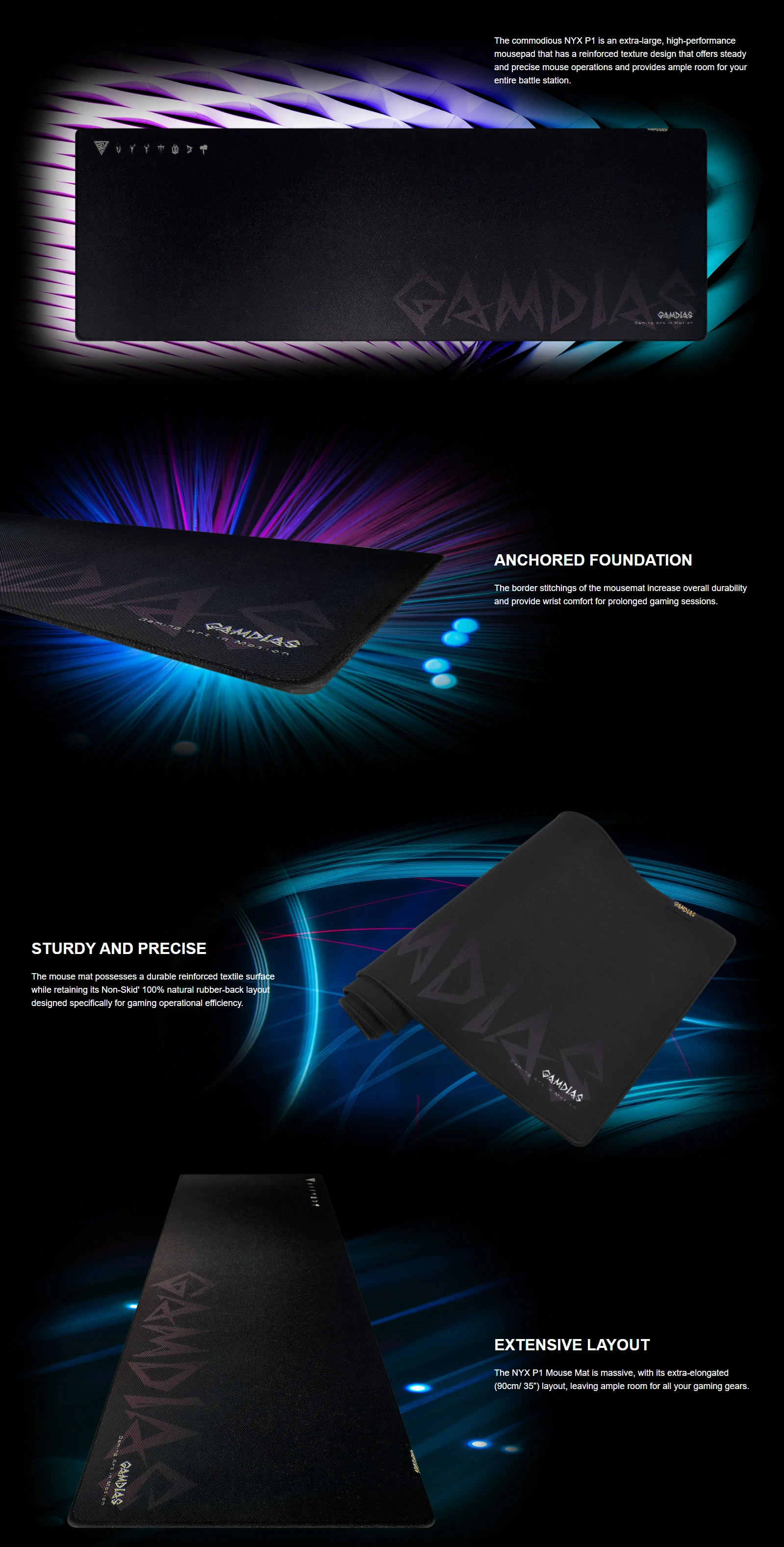 Overview - Gamdias - NYX P1 Extended Gaming Mouse Mat