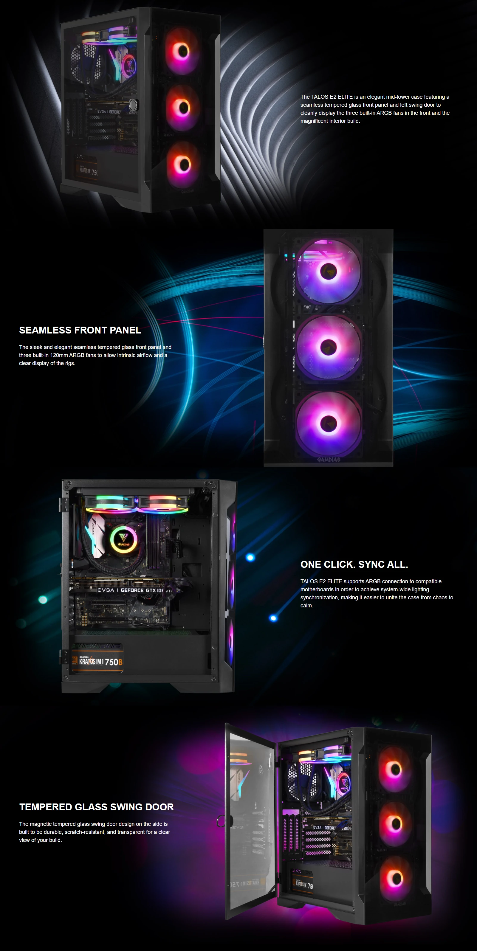 Overview - Gamdias - Talos E2 Elite Tempered Glass RGB Mid-Tower Chassis