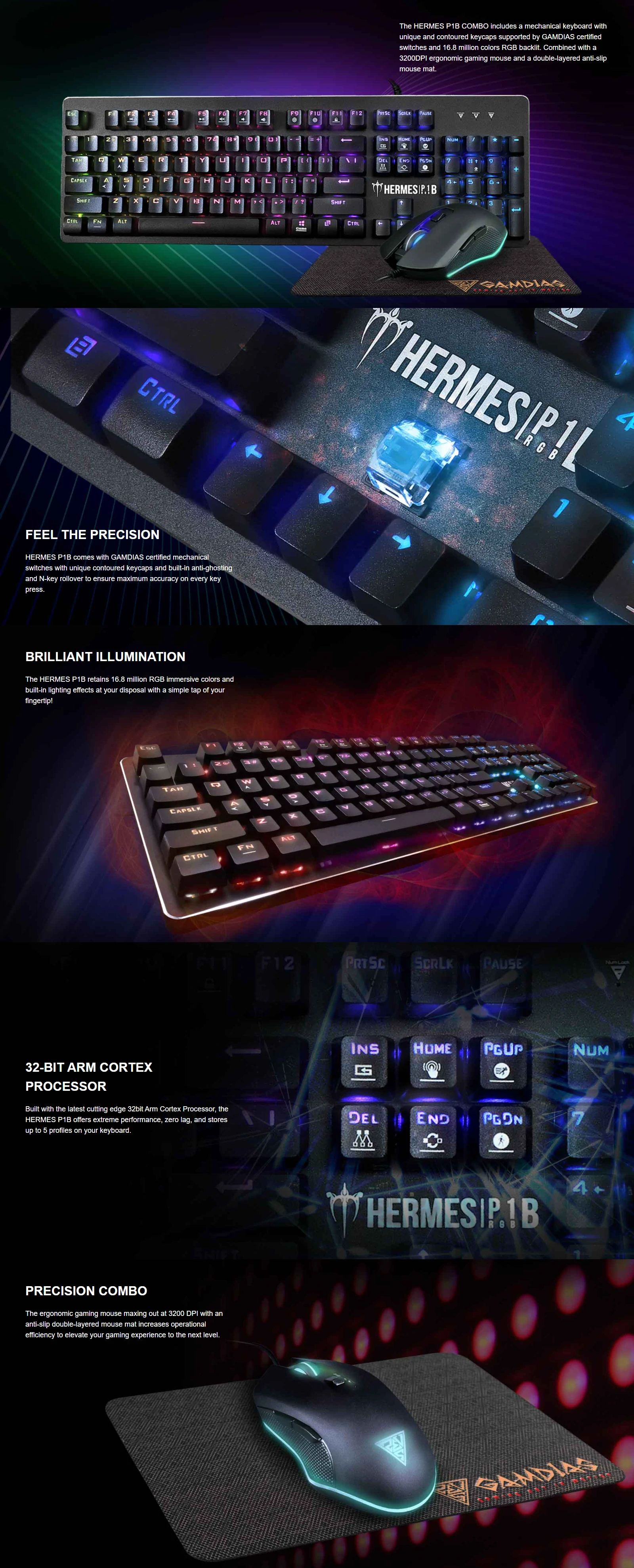 Overview - Specifications - Gamdias - Hermes P1B RGB 3-In-1 Gaming Combo