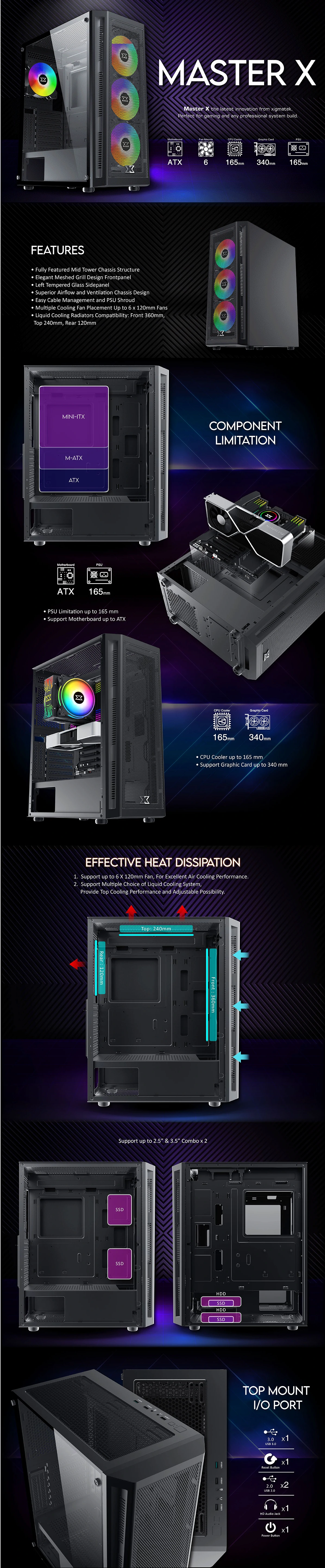 Overview - Xigmatek - Master X - Tempered Glass ARGB Mid Tower Chassis