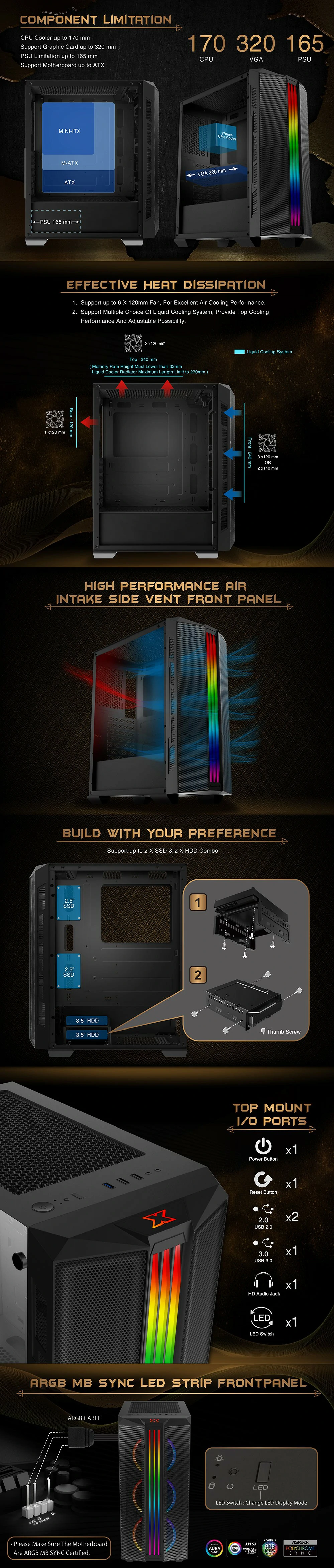 Overview - Xigmatek - Trident - Tempered Glass ARGB Mid Tower Chassis