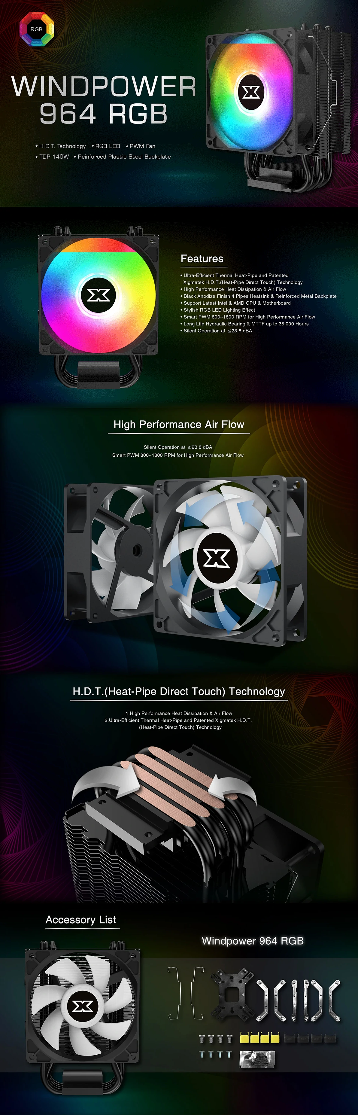 Overview - Xigmatek - Windpower 964 RGB CPU Cooler