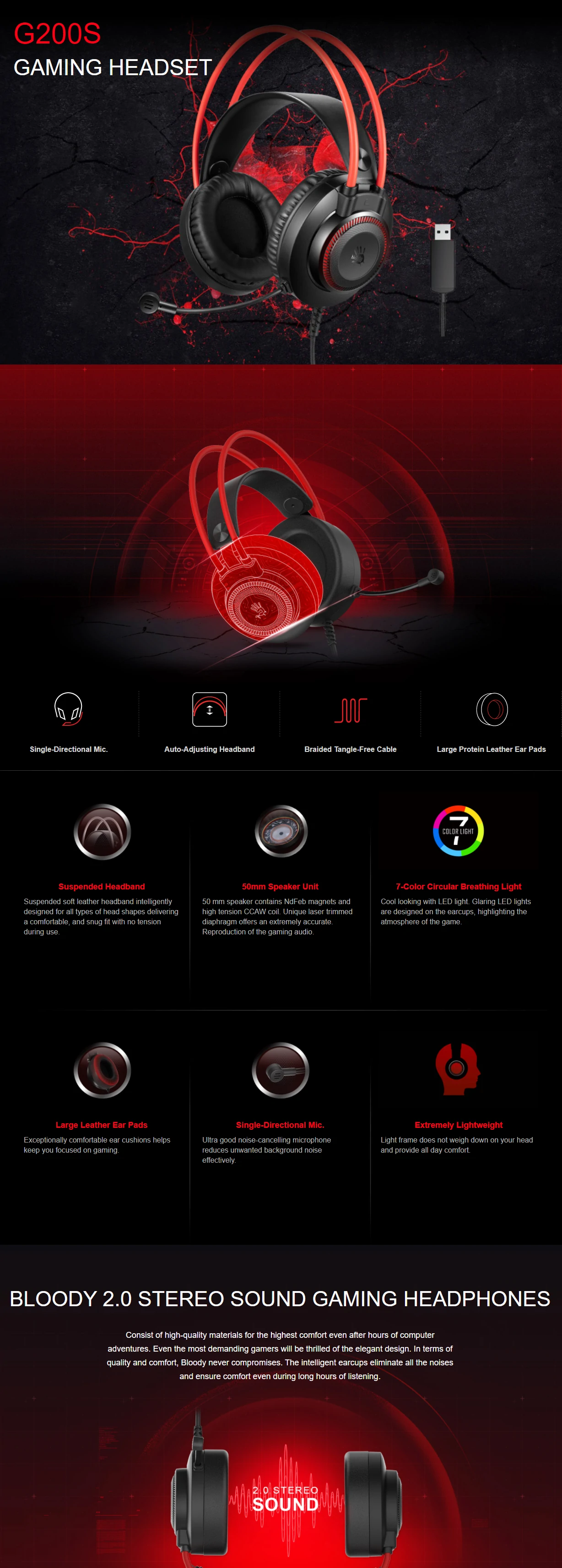 Overview - Bloody – G200s Ultimate Surround Sound Gaming Headphones