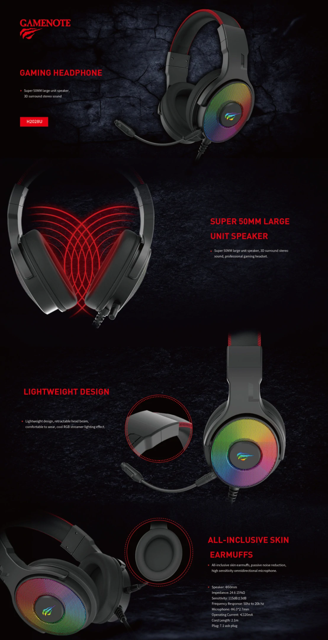 Overview - Havit - H2028u 3D Surround Stereo Sound Professional Gaming Headset