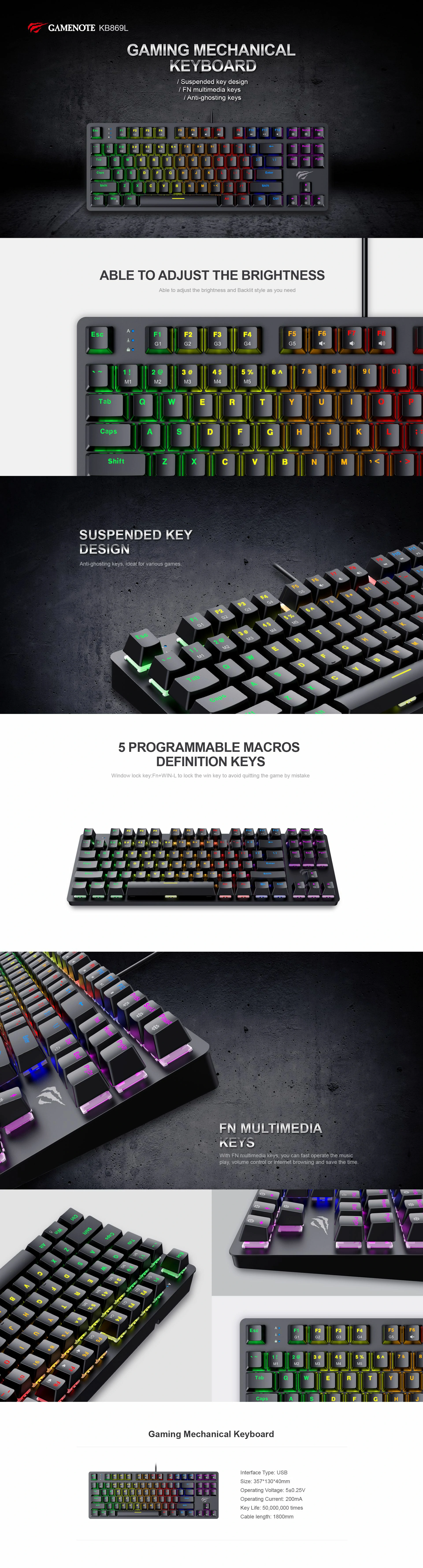 Overview - Havit - KB869L RGB Mechanical Gaming Keyboard