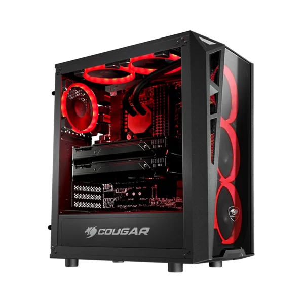 5 - Cougar - Turret Pro-Cooling Compact Gaming Case with Tempered Glass Side Window