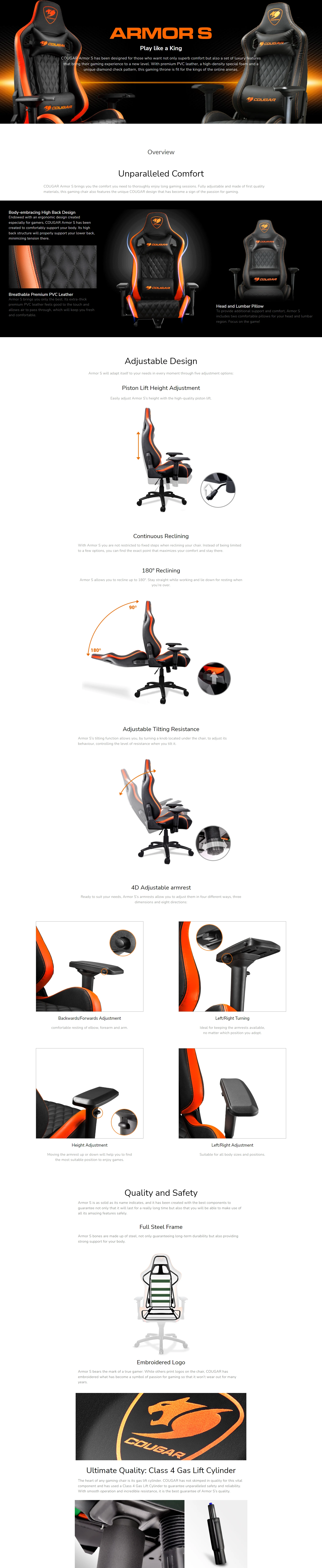 Overview - Cougar - Armor S Gaming Chair