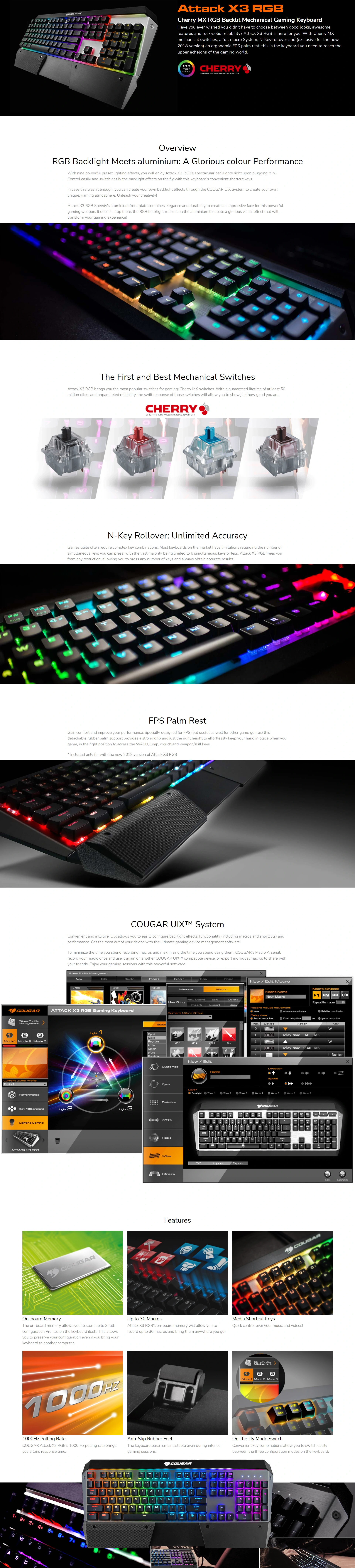 Overview - Cougar - Attack X3 RGB - Cherry MX RGB Backlit Mechanical Gaming Keyboard