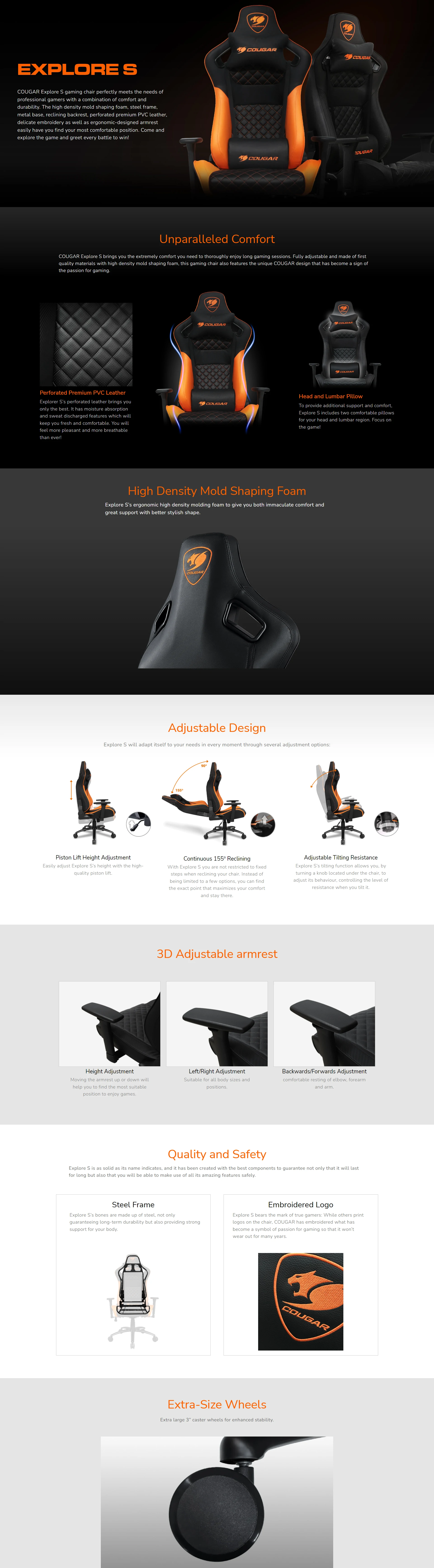 Overview - Cougar - Explore S Gaming Chair