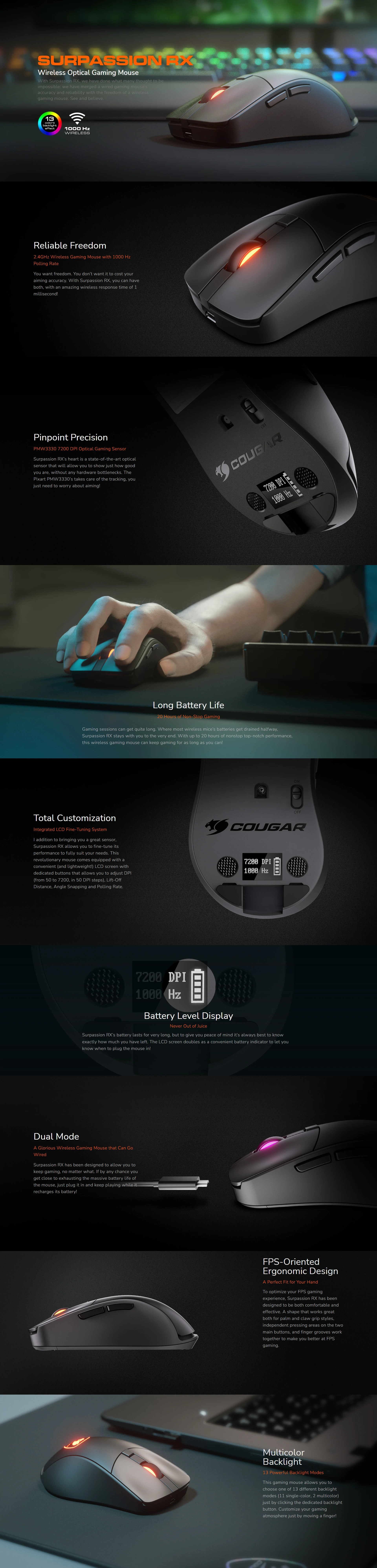 Overview - Cougar - Surpassion RX Wireless Optical Gaming Mouse