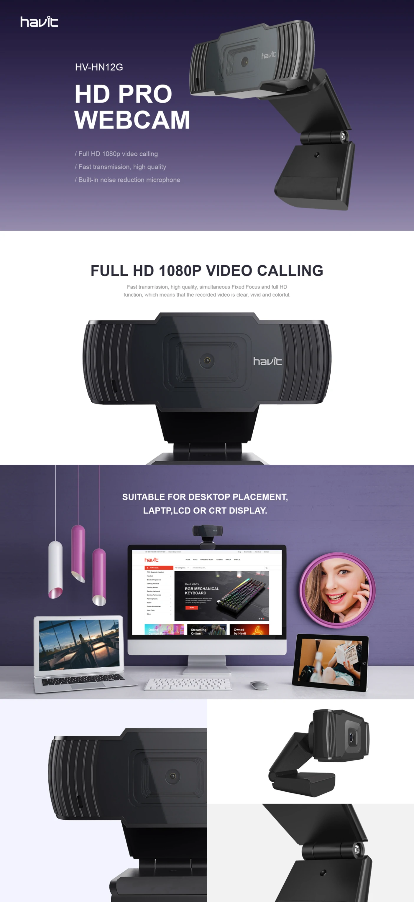 Overview - Havit - HV-HN12G 1080P HD Webcam