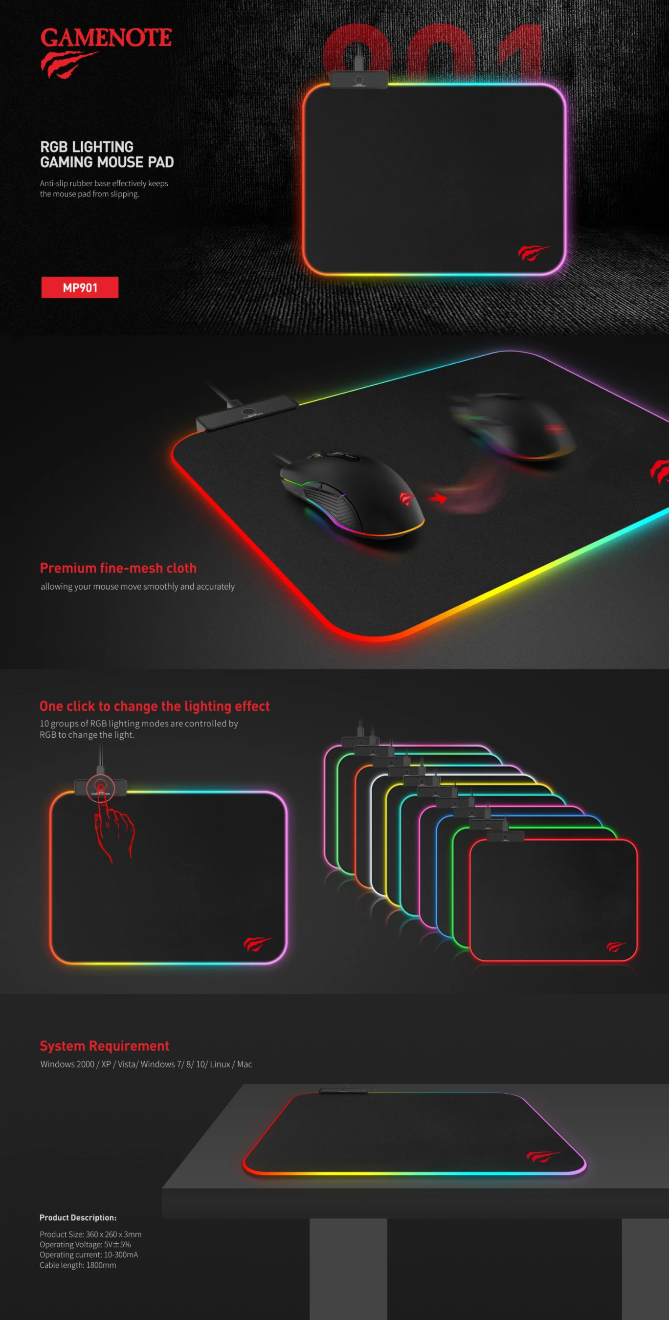 Overview - Havit - MP901 Gaming Mousepad