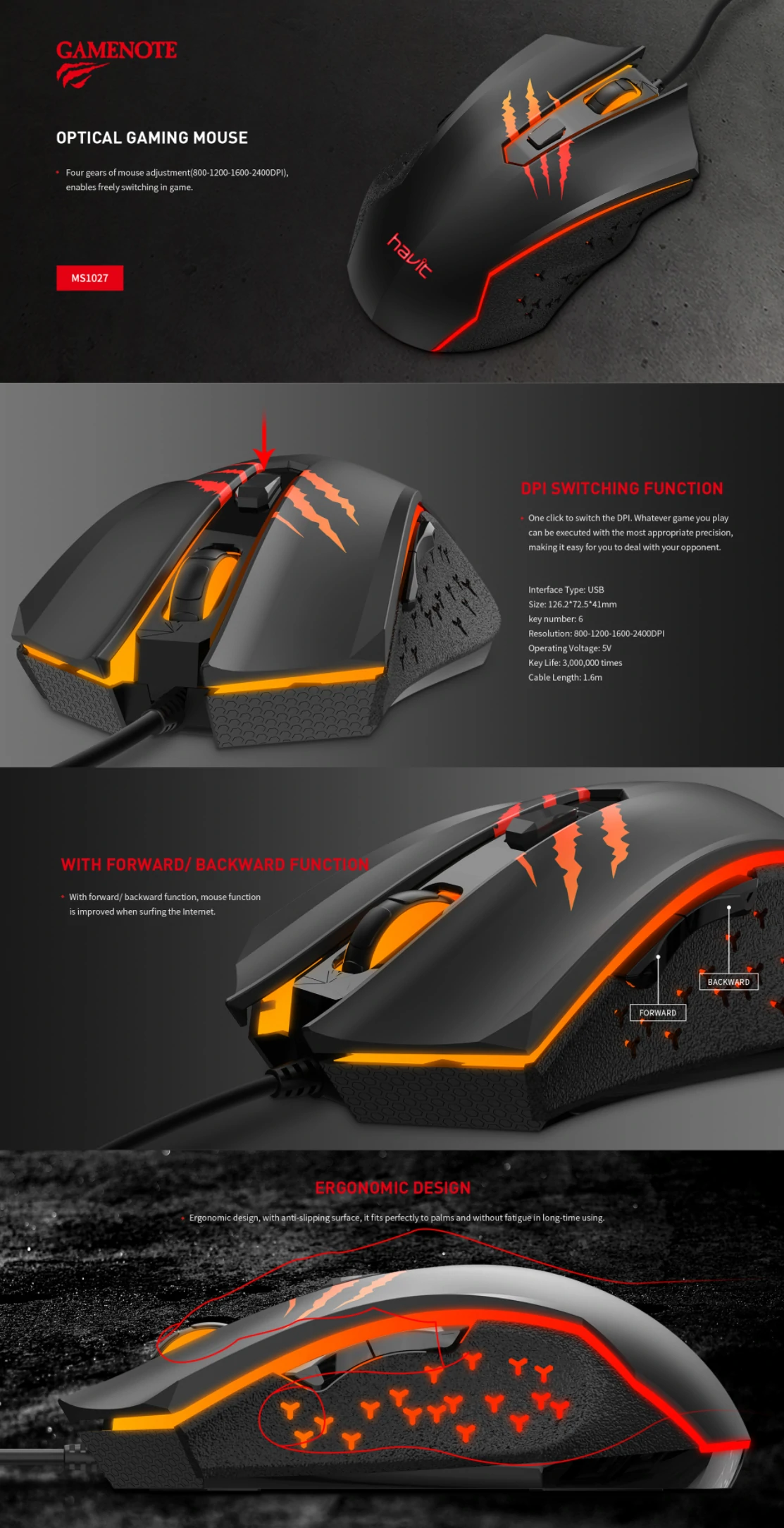 Overview - Havit - MS1027 Gaming Mouse