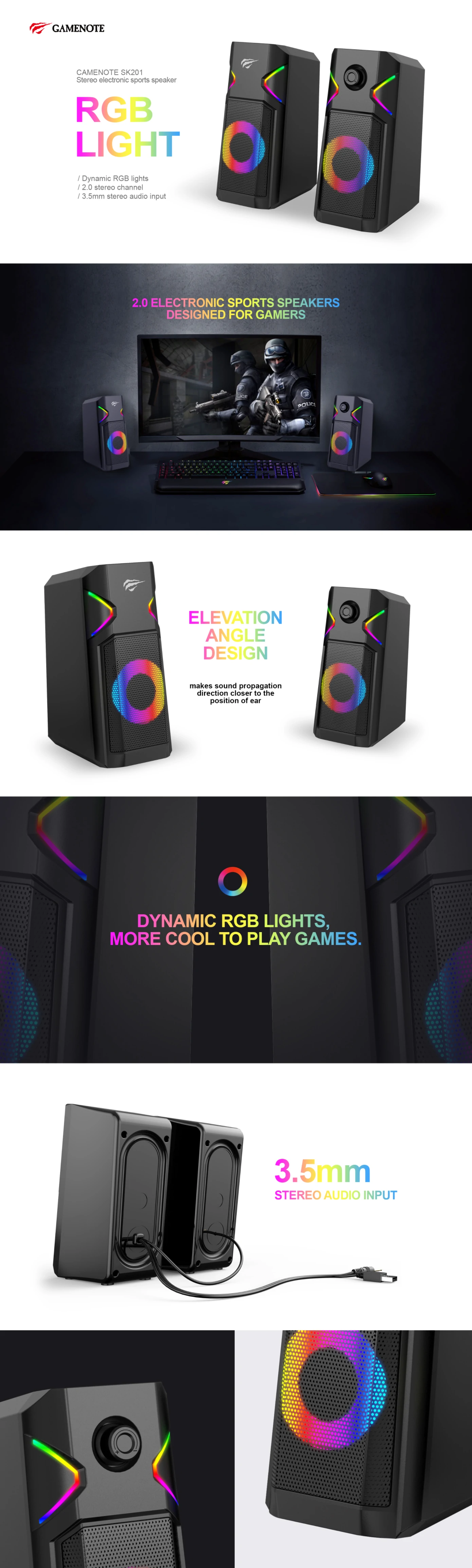 Overview - Havit - SK201 RGB Speakers
