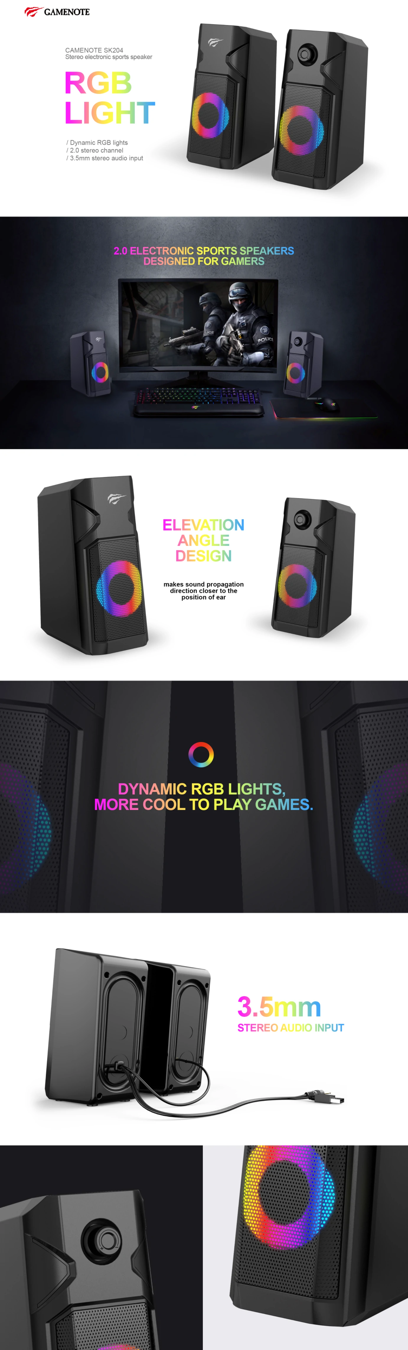 Overview - Havit SK204 RGB Speakers