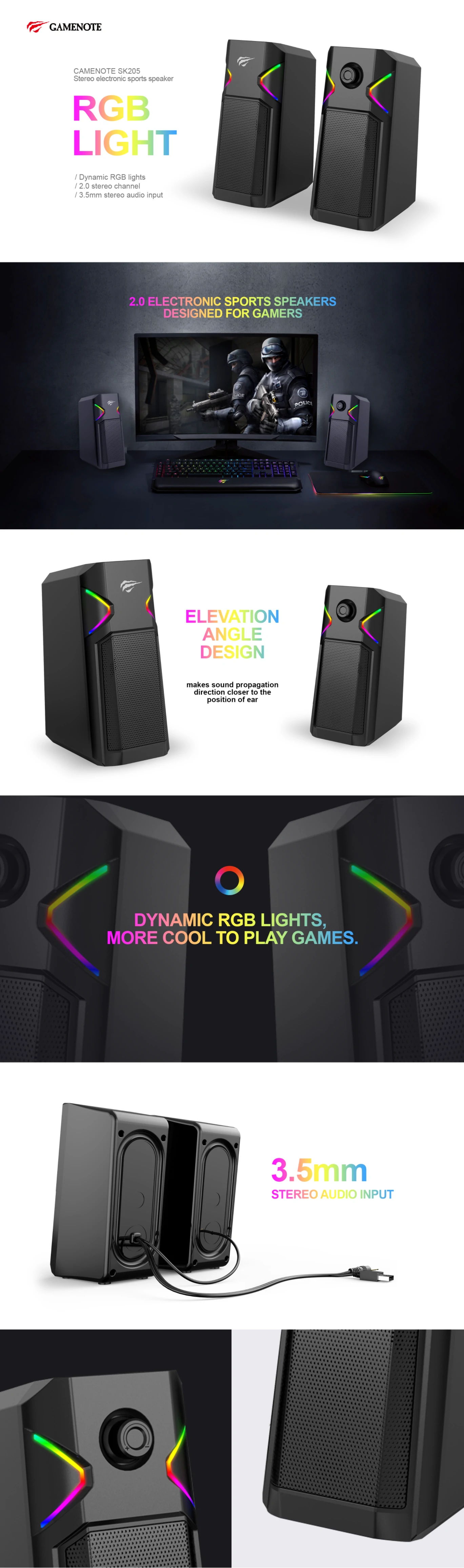 Overview - Havit - SK205 RGB Speakers