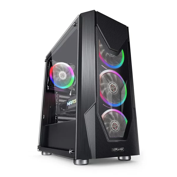 1 - 1st Player - DKD5 Tempered Glass ATX Gaming Case with M1 Cooling Kit + M1 ARGB Fan
