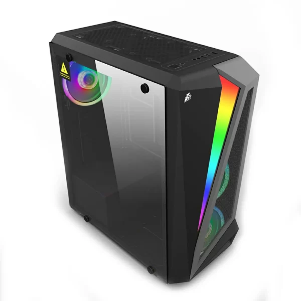 2 - 1st Player - Rainbow R5 Tempered Glass LED Strip Gaming Case with 3 R1 Fans