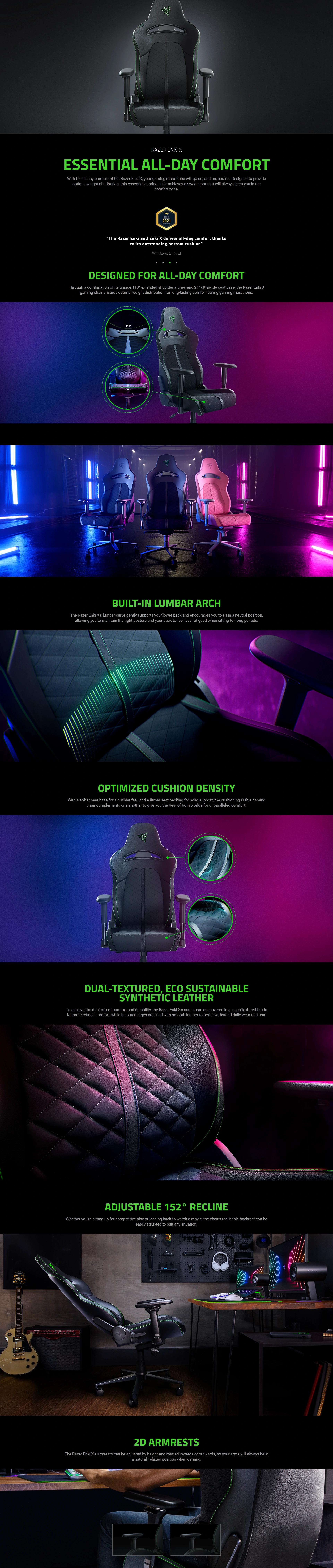 Overview - Razer Enki X Black Essential Gaming Chair