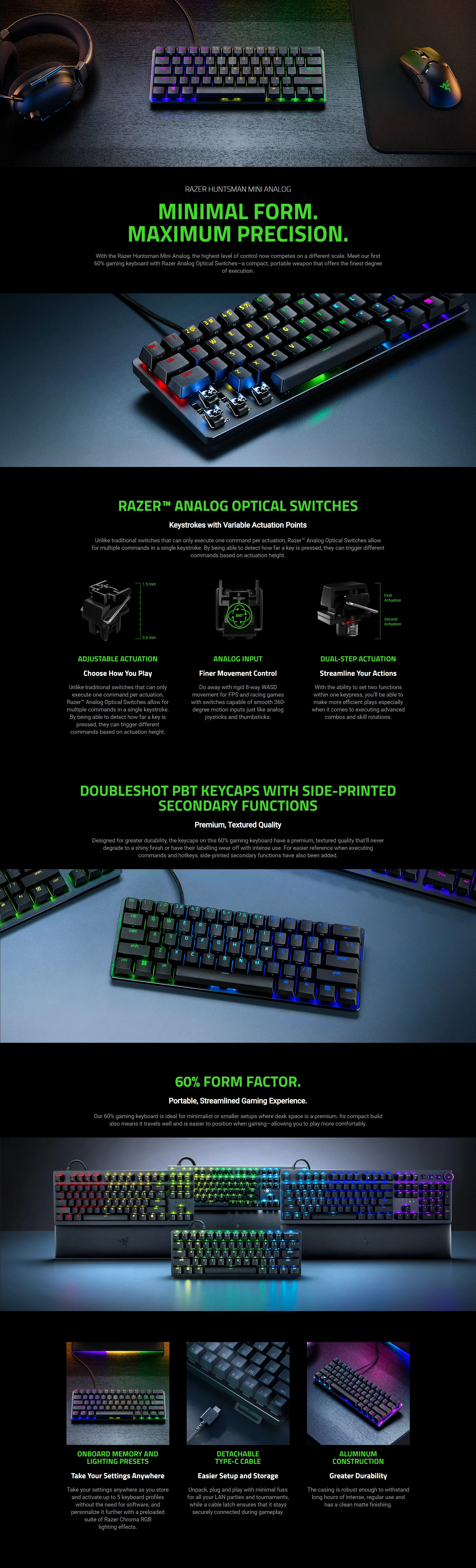 Overview - Razer Huntsman Mini Analog 60% Gaming Keyboard with Analog Optical Switches