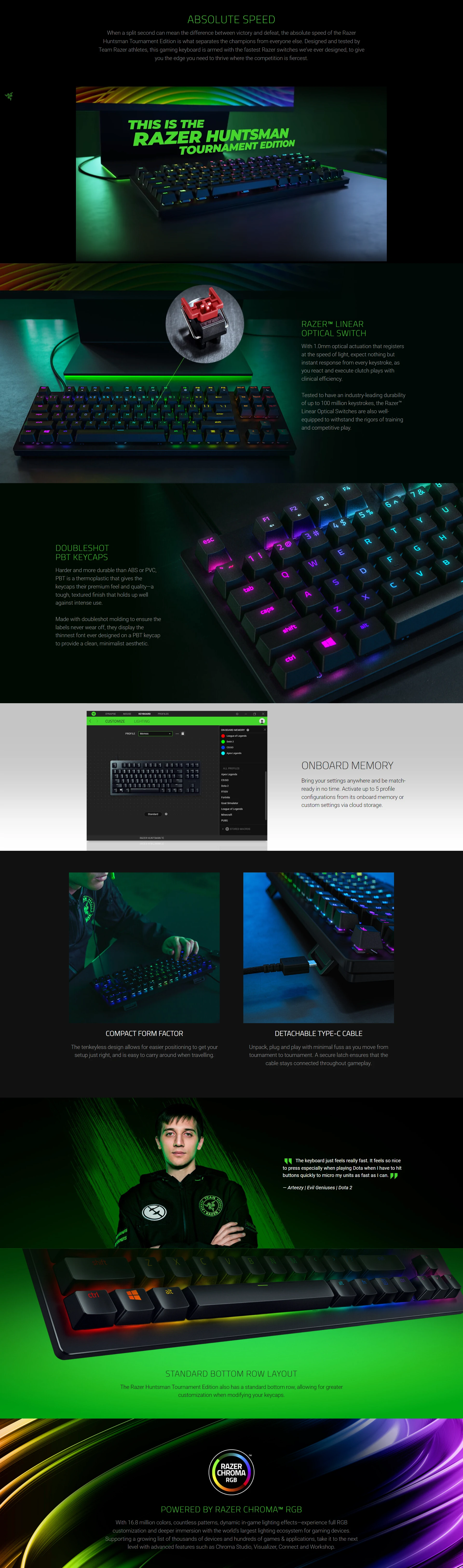 Overview - Razer Huntsman Tournament Edition Compact Gaming Keyboard with Razer Linear Optical Switches