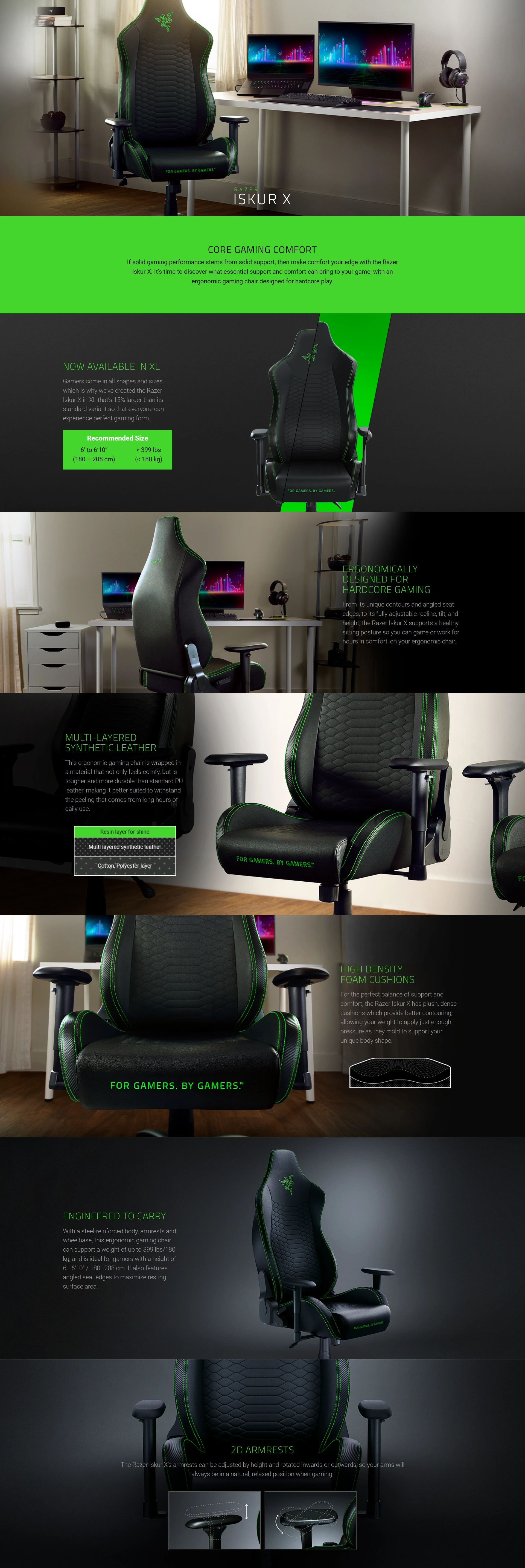 Overview - Razer Iskur X - XL Ergonomic Gaming Chair