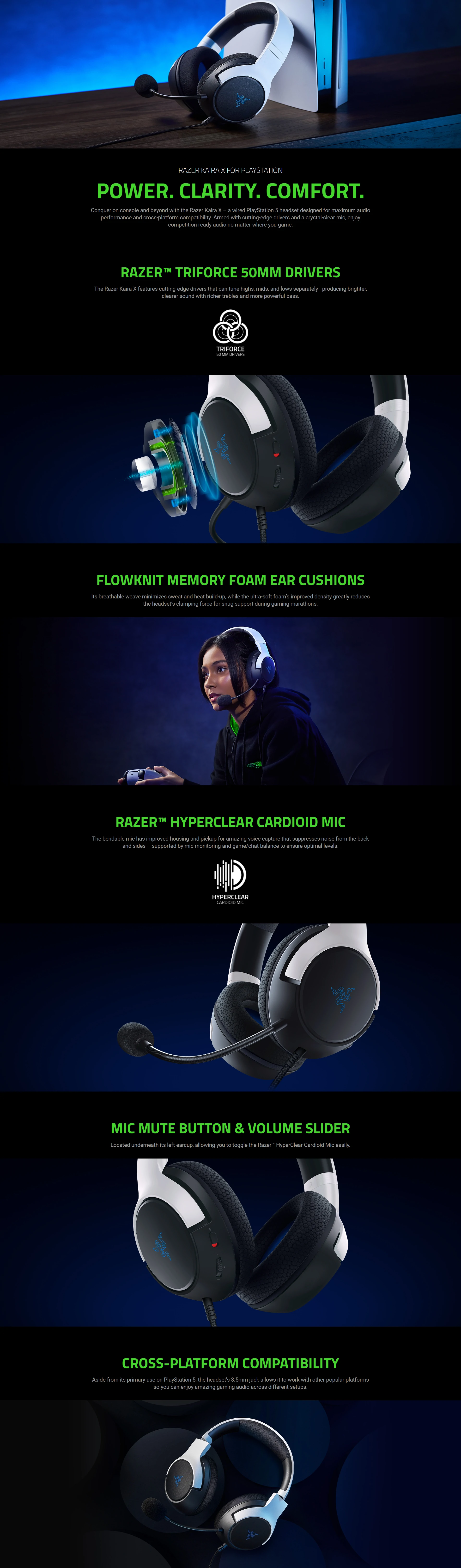 Overview - Razer Kaira X Wired Gaming Headset for PlayStation - White