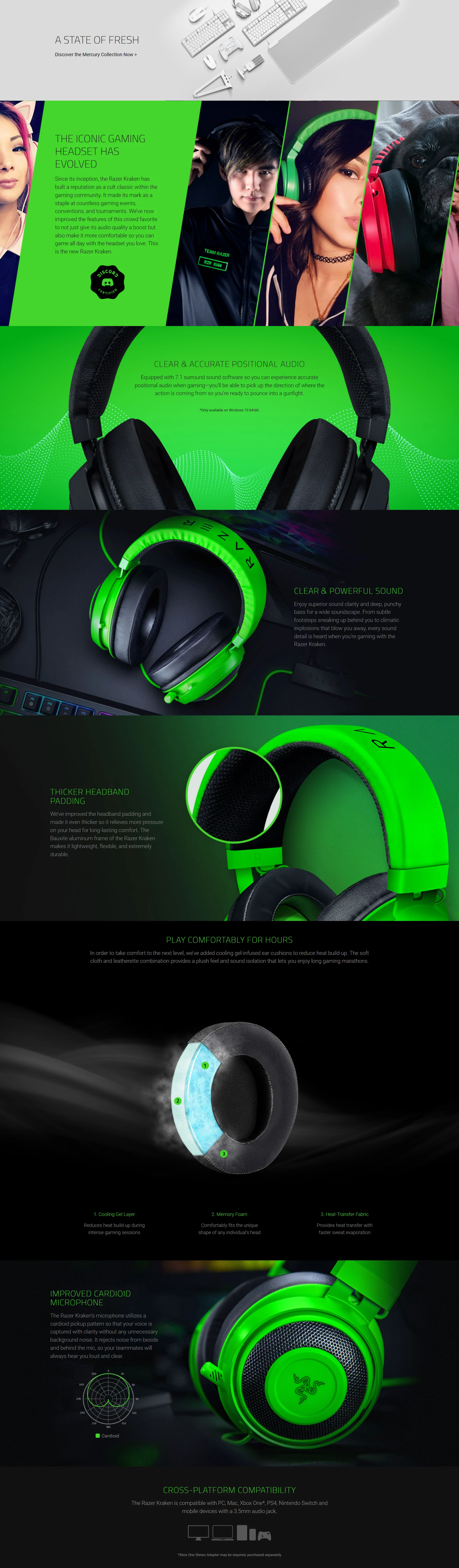 Overview - Razer Kraken Multi-Platform Wired Gaming Headset - Green