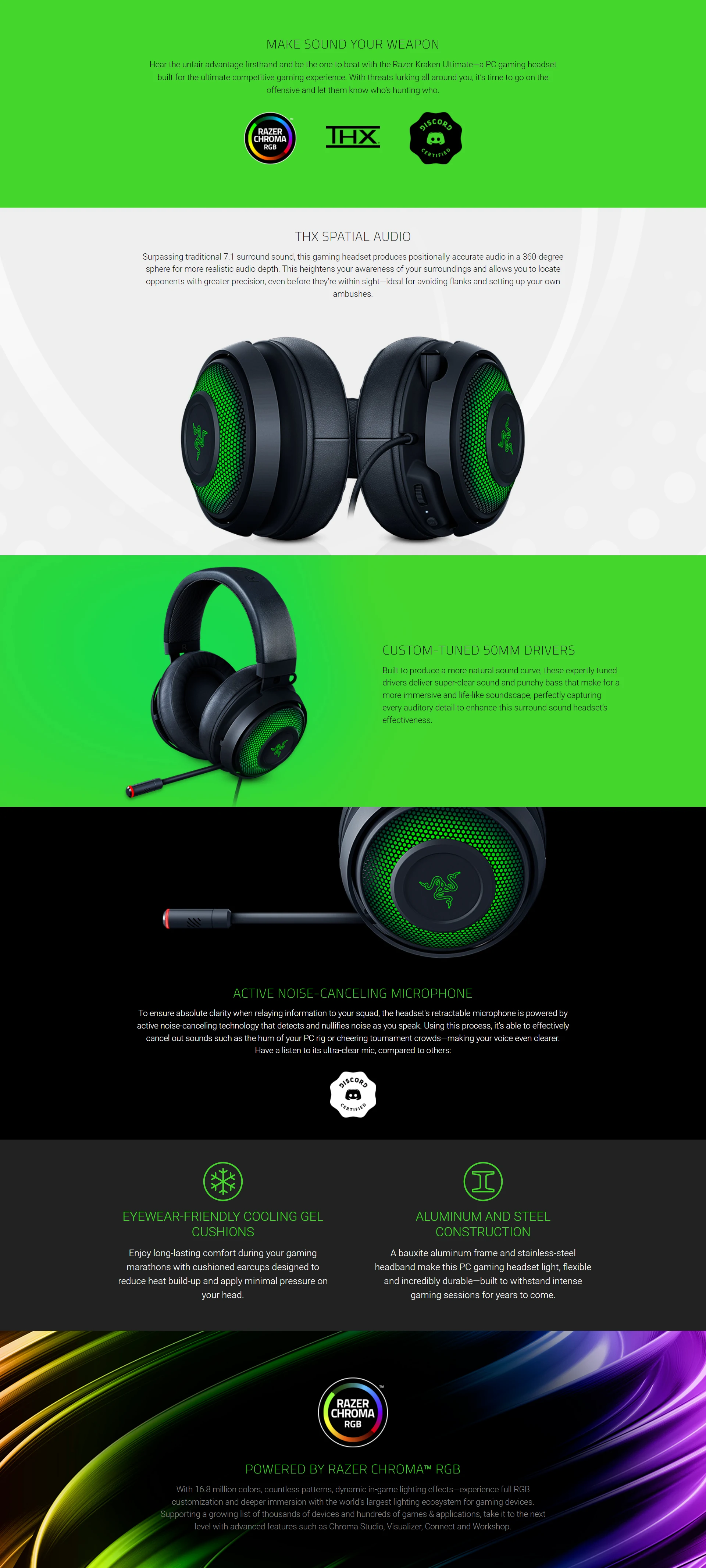 Overview - Razer Kraken Ultimate USB Surround Sound Headset with ANC Microphone