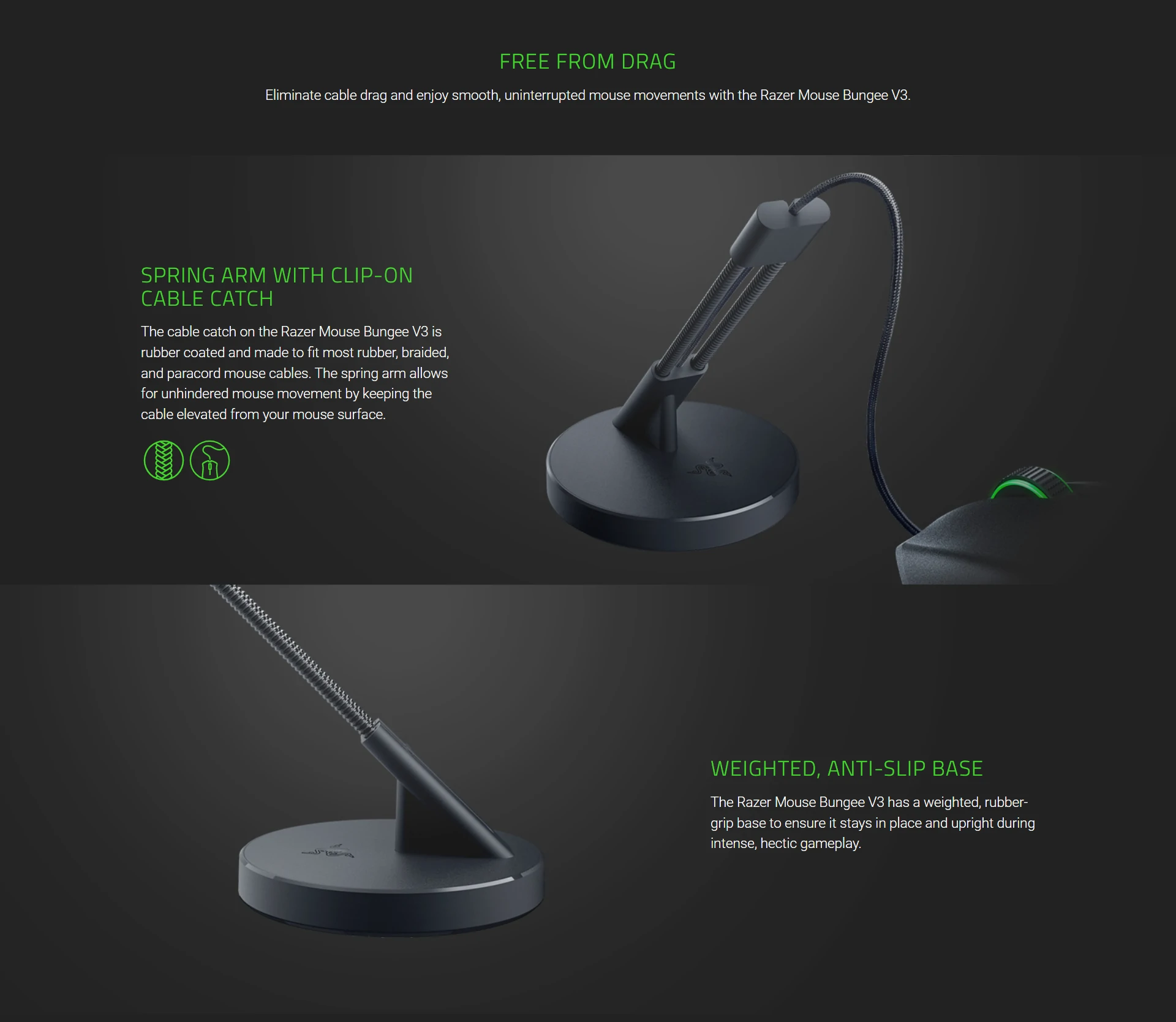 Overview - Razer Mouse Bungee V3 Mouse Cable Bungee - Standard