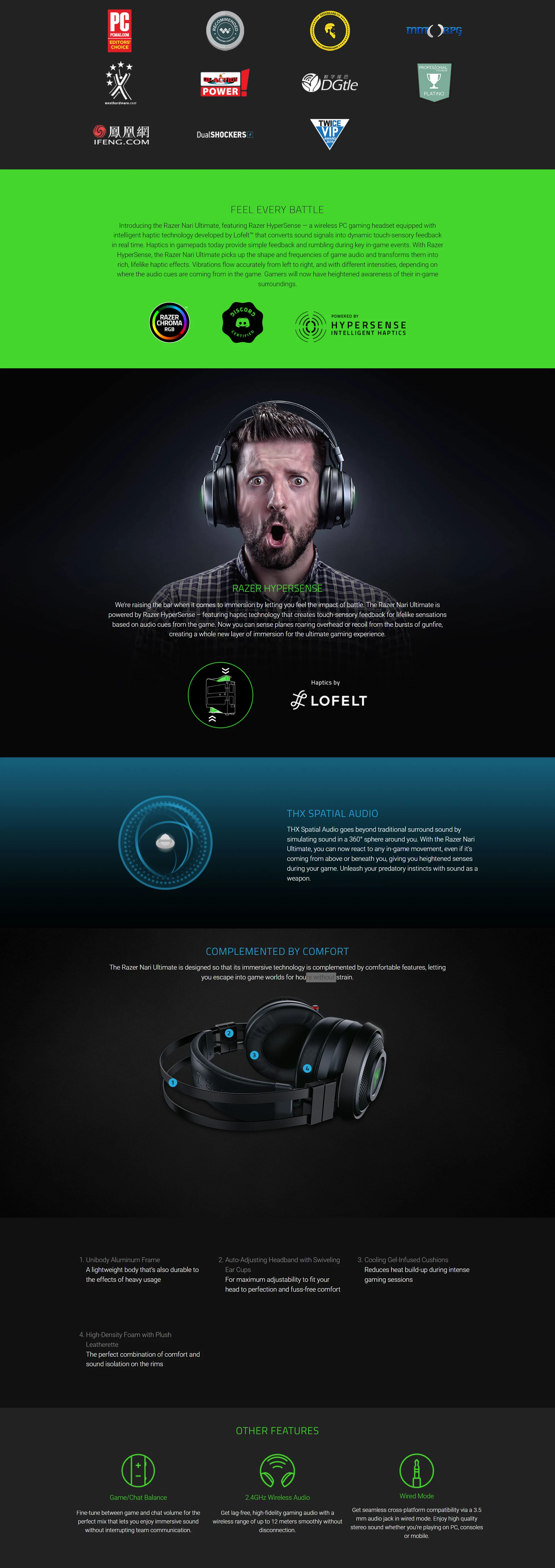Overview - Razer Nari Ultimate Wireless Gaming Headset with Razer HyperSense