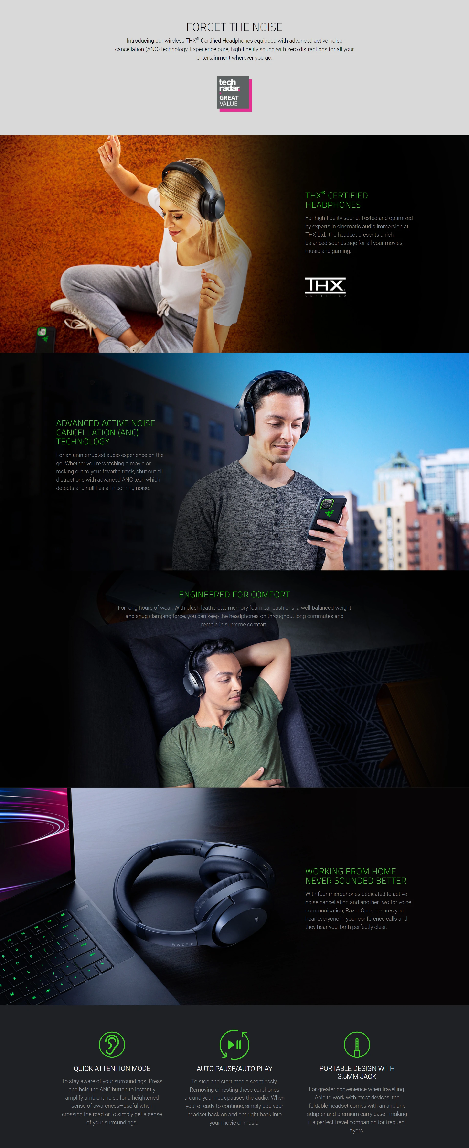 Overview - Razer Opus Wireless THX Certified Headphones with Advanced Active Noise Cancellation