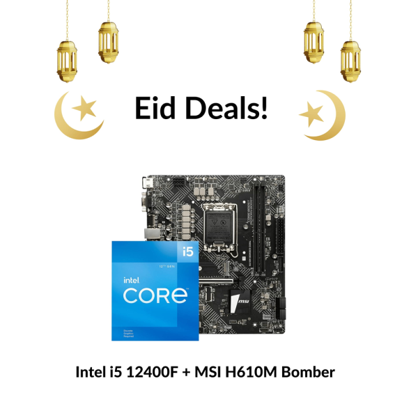 Intel i5-12400F Processor + MSI H610M Bomber Motherboard