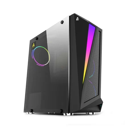 1st player Rainbow R5 Tempered Glass LED Strip Gaming Case - With 3 G6-4 Pin Fans