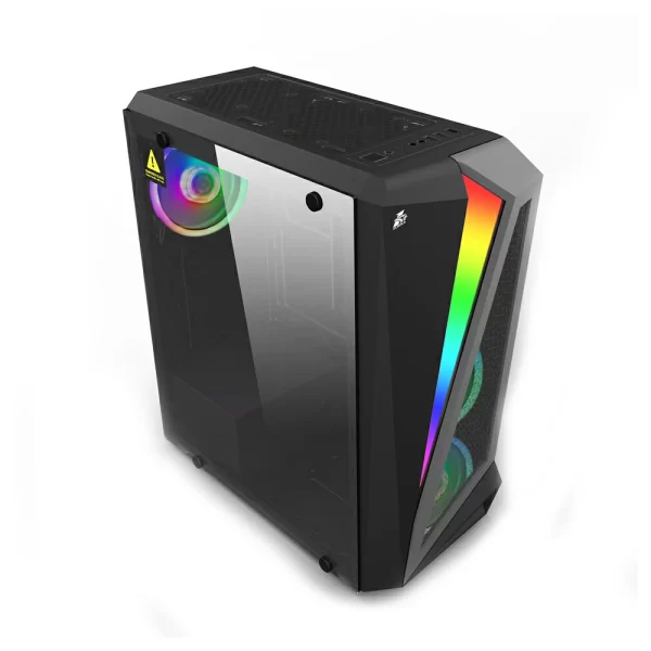 2 - 1st player Rainbow R5 Tempered Glass LED Strip Gaming Case - With 3 G6-4 Pin Fans