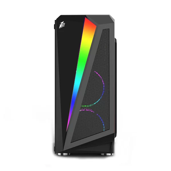 4 - 1st player Rainbow R5 Tempered Glass LED Strip Gaming Case - With 3 G6-4 Pin Fans
